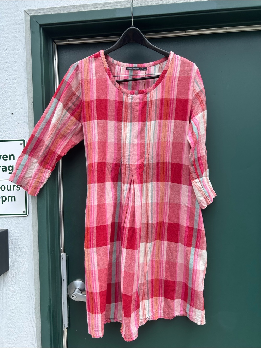 Gudrun Sjoden Pink Plaid Scoop-Neck Tunic Dress - Picture 2 of 10